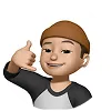 Animated character wearing a brown hat and black-and-white shirt making a hand gesture with thumb and pinky extended.