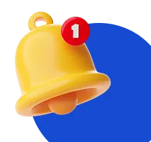 Yellow notification bell with a red badge showing the number 1.